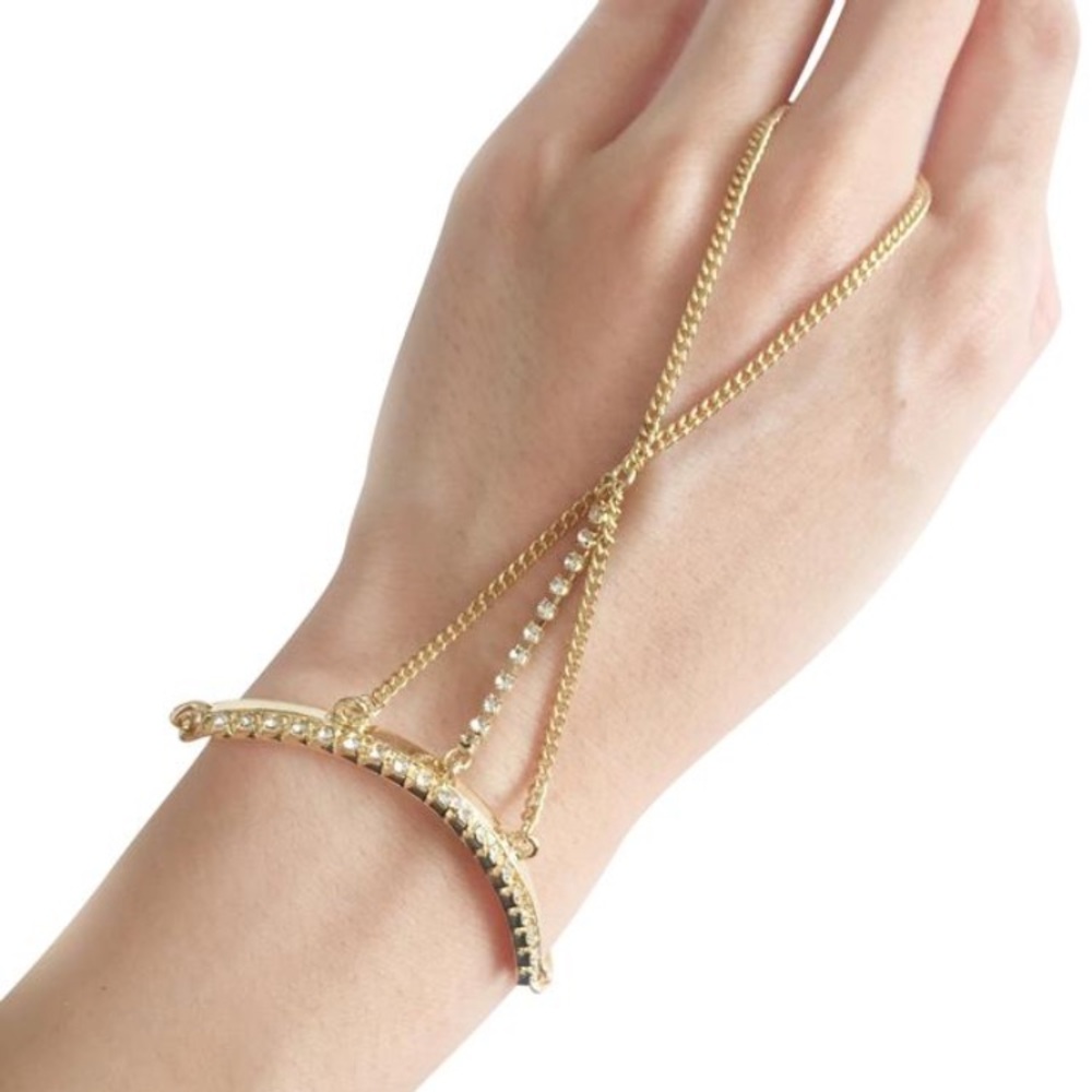 BCBGENERATION BRACELET FINGER WRIST BOHO GOLD TONE